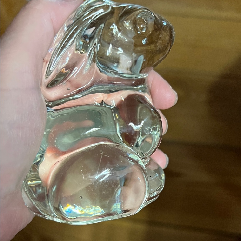 Vintage Action International Clear Glass Bunny Rabbit Figurine Paperweight